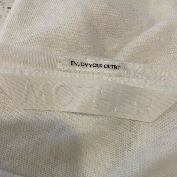 MOTHER White Rowdy Scoop Neck Cotton/Linen Tee T-Shirt Women's size XS - Picture 6 of 10